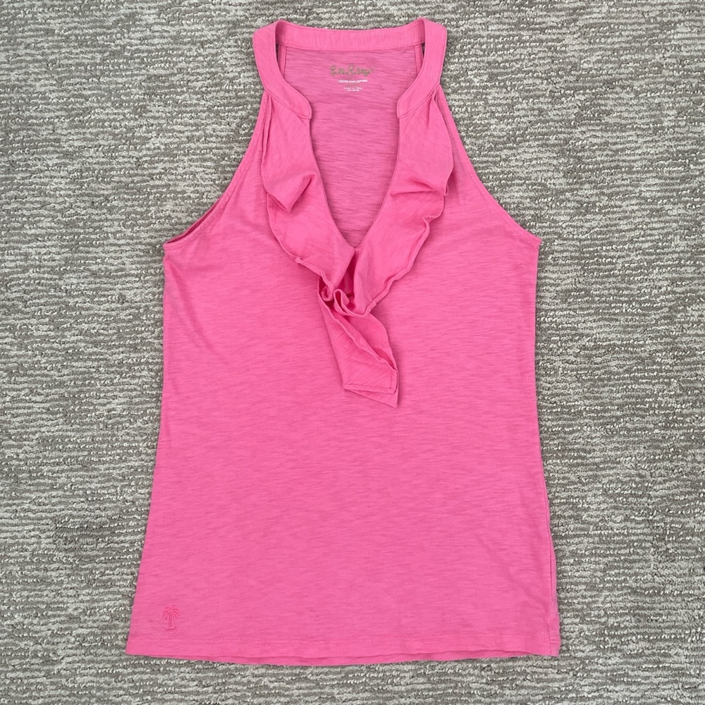 Lilly Pulitzer Pink Ruffle Tank Top